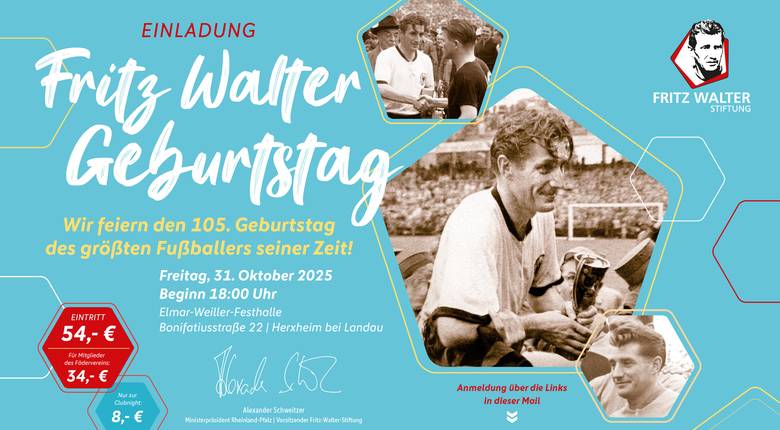 Fritz Walter-Geburtstag: 2025 in Herxheim!